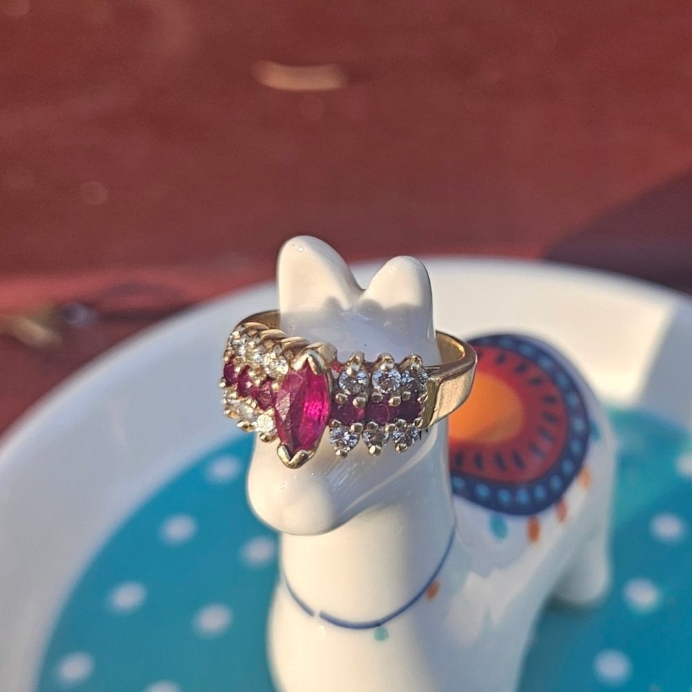 14k Elegant Gold, Ruby, & Diamond Ring